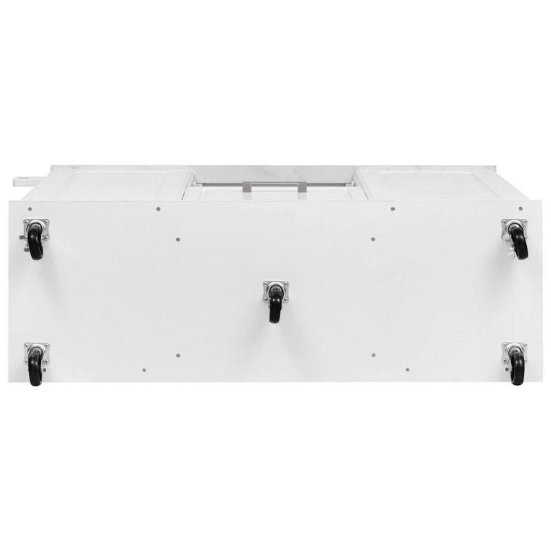 50.7" Kitchen Island with Storage and Concealed Trash Can, Rolling Kitchen Island on 5 Wheels with Drop Leaf, Drawers and Door