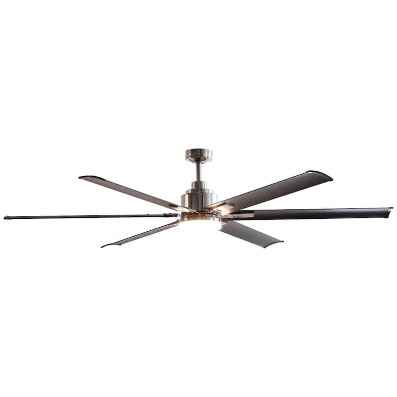 72" Integrated LED Brushed Chrome Ceiling Fan with Light and Remote Control - 72" W x 72" D x 17.8" H