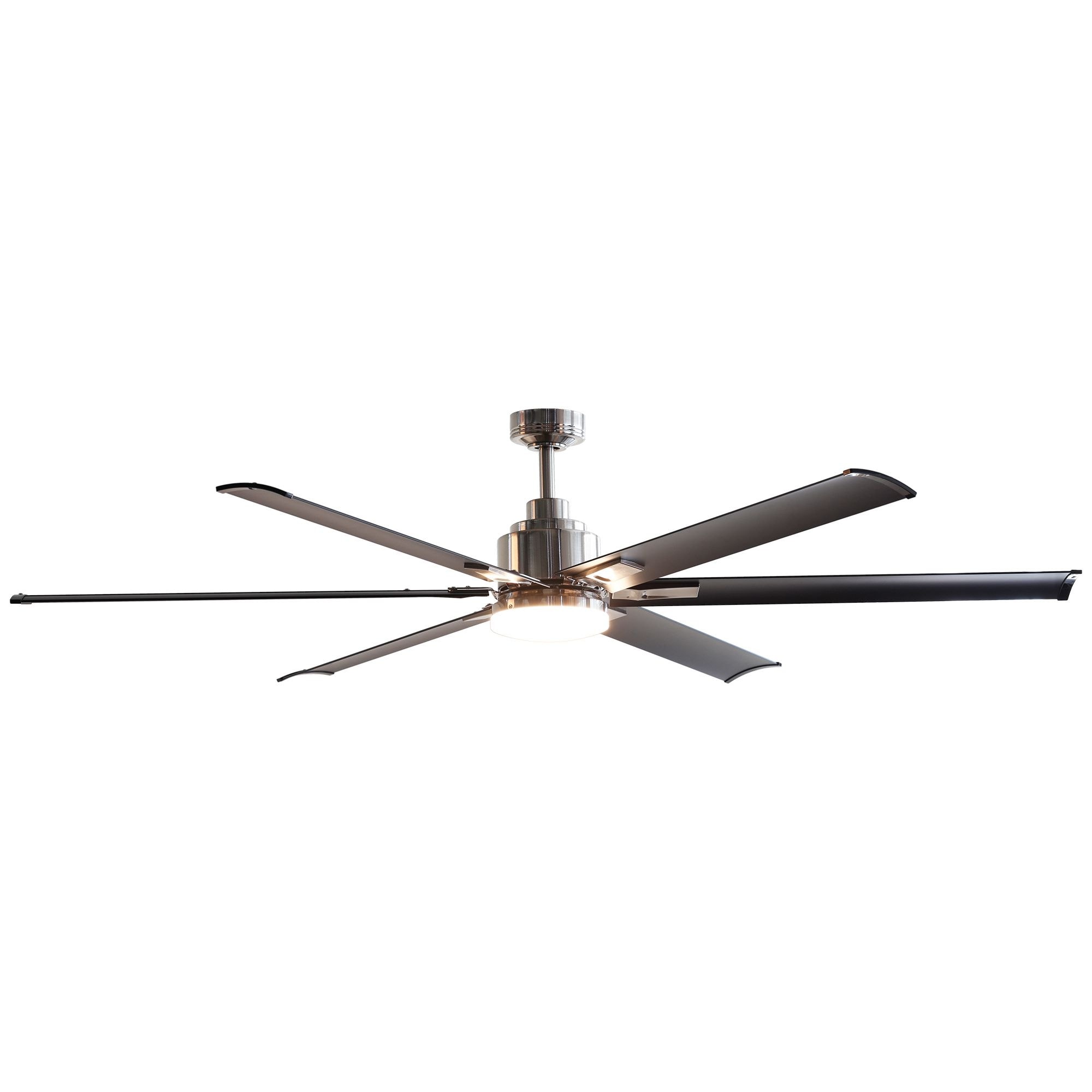 72 In Larger Brushed Chrome 6 Blade Led Ceiling Fan With Remote