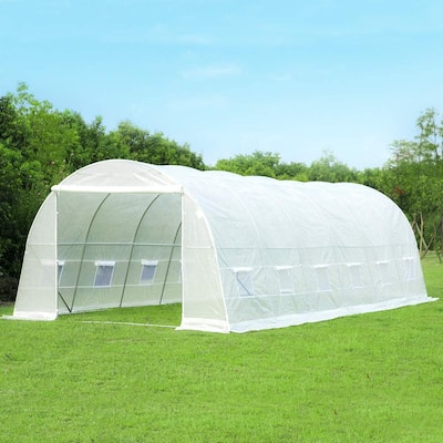 EROMMY 26' x 10' x 7' Greenhouse Large Gardening Plant Hot House Portable Walking in Tunnel Tent, White - 10' x 26'