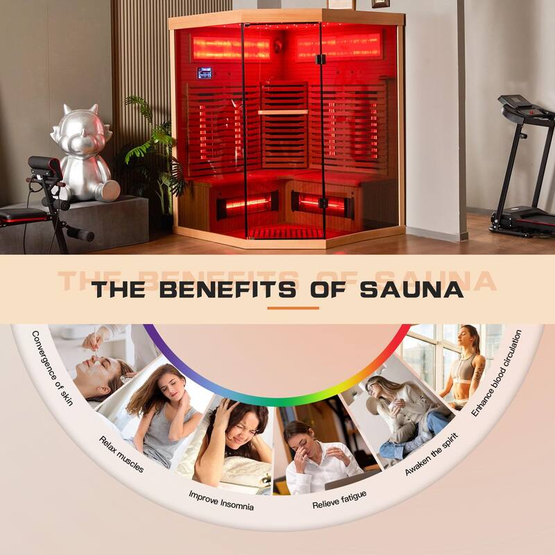 Infrared Sauna up to 4 Person with 15 Minutes Warm-up Heater Tube & Carbon Plate