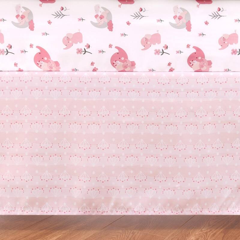 The Peanutshell Pink Elephant 3-Piece Crib Bedding Set