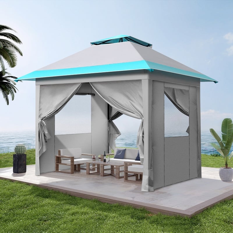 10FT Pop-up Canopy Grey Blue