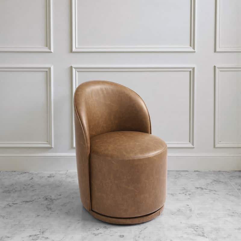 Upholstered Swivel Dining Chair Armless Barrel Chair