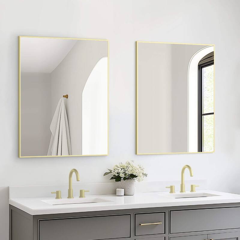 30 x 36 Inch Shatterproof Wall Mount Metal Frame Mirror