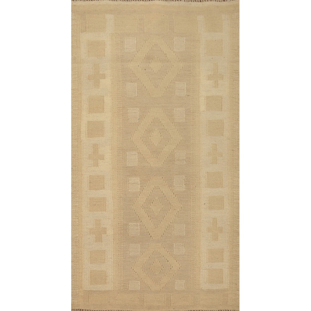 Hand Woven Oriental 100% Wool Carpet Southwestern Tribal Multi-Colored Kilim Area Rug - 3' 9'' X 2' 1''
