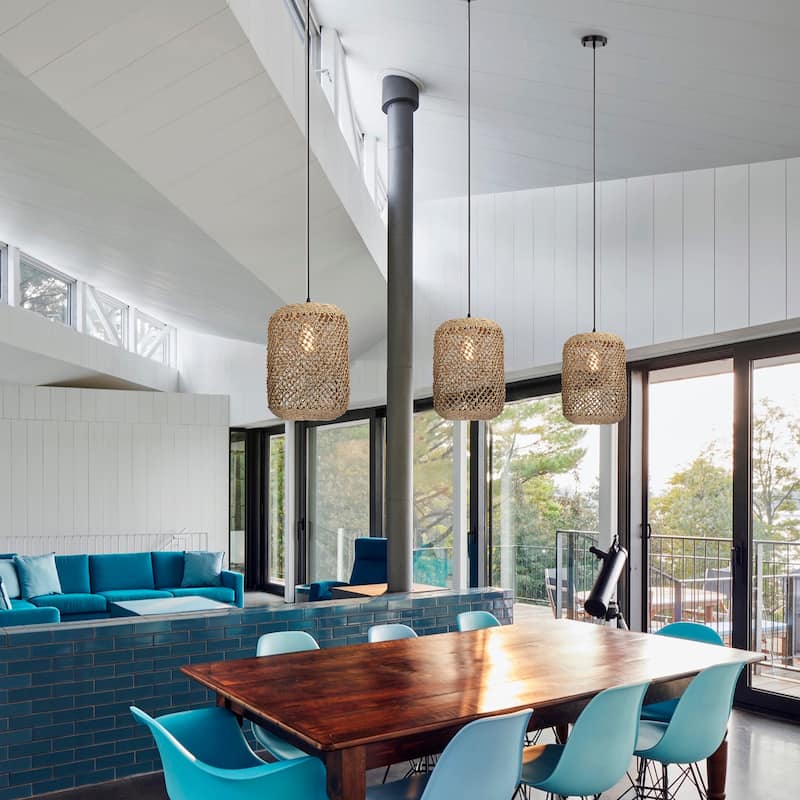 Meredith Dark Yellow 1-Light Rattan Cage Basket Pendant Light