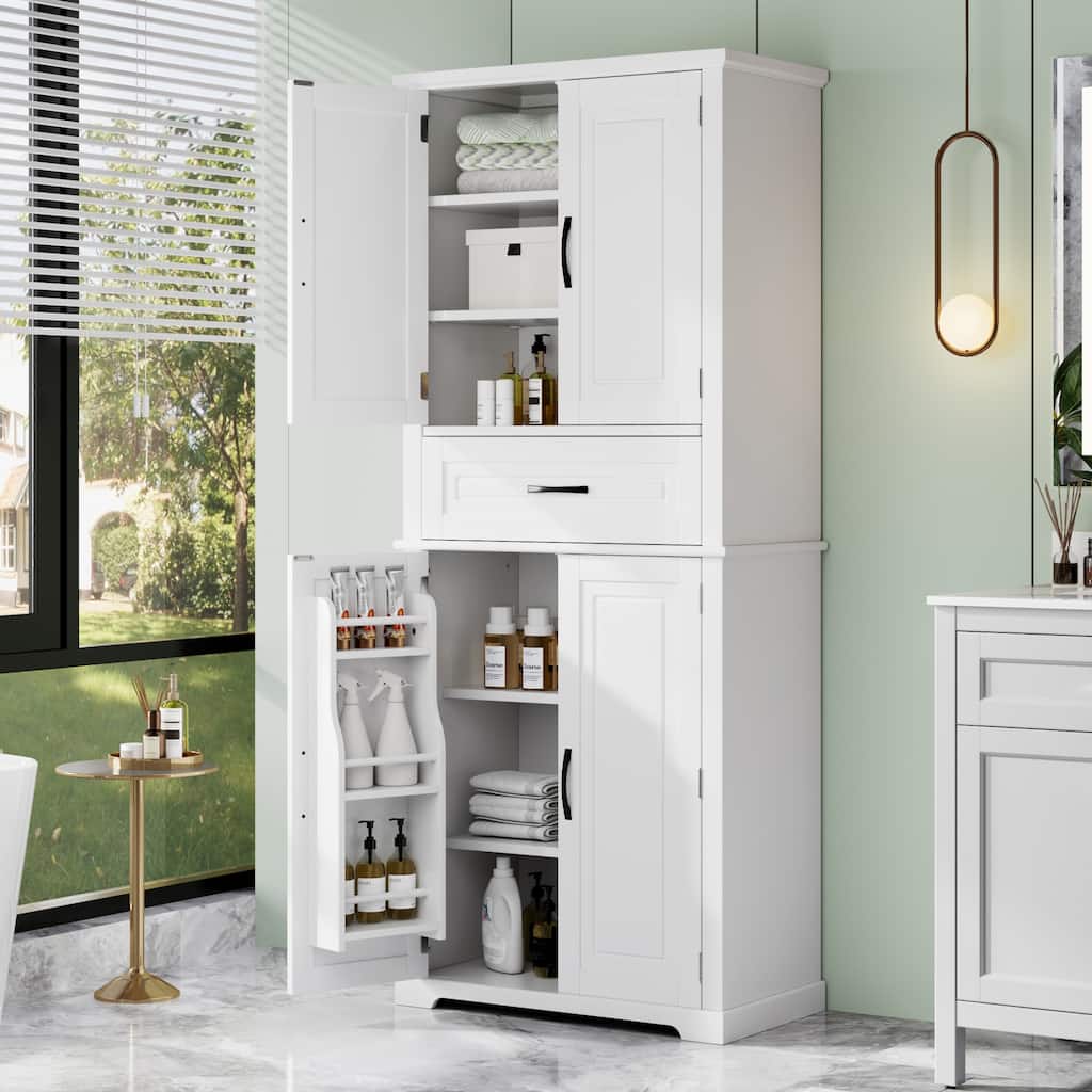 Christopher Knight Home - Whitmore Tall Bathroom Storage Cabinet with Adjustable Shelves and Multi-Functional Design