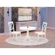 Dining Set Included Pedestal Dining Table and Wooden Chairs - Linen White Finish (Number of Chair Option) - ANBO3-LWH-W