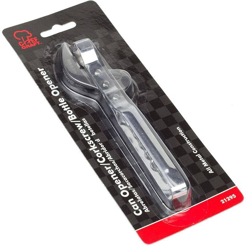 Chef Craft 3-in-1 Durable Metal Can Opener, Cork Screw and Bottle Opener
