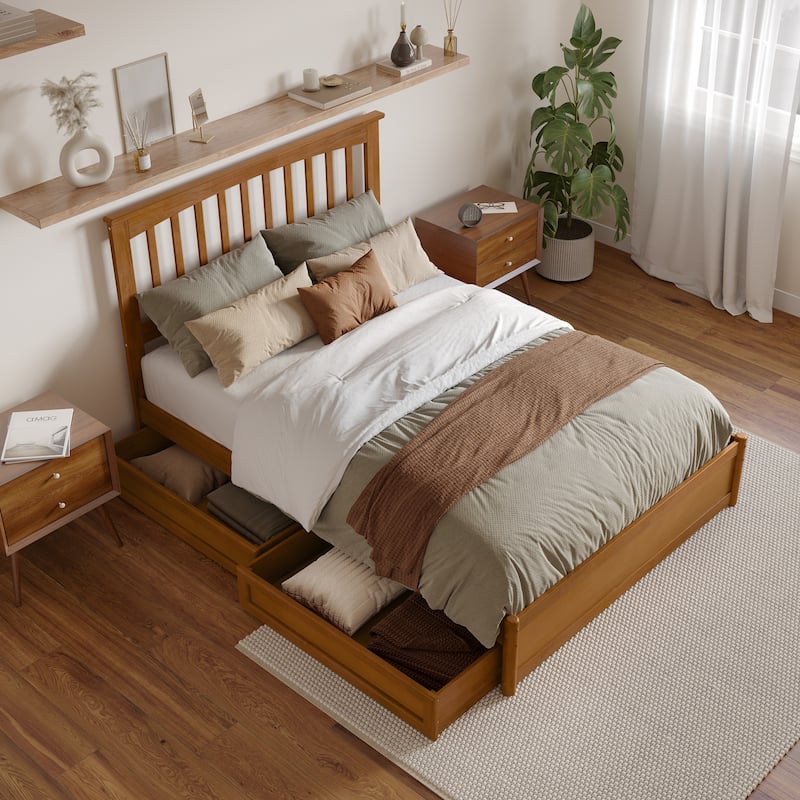 Everett Platform Bed with Panel Footboard and Storage Drawers