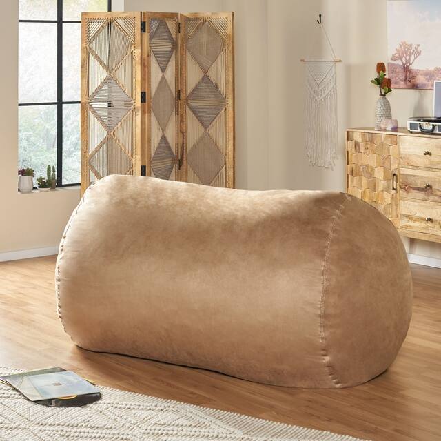 Asher Traditional 6.5-foot Suede Bean Bag Chair by Christopher Knight Home - Beige