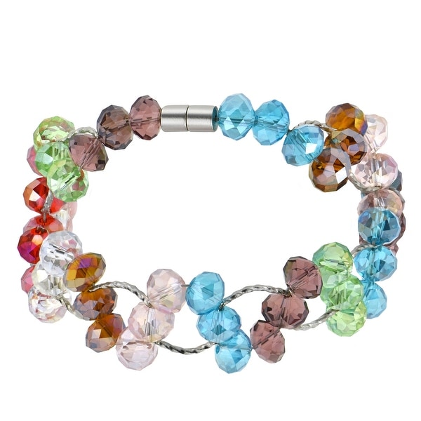 Handmade Unique Sparkling and Colorful Crystal Beads Magnetic Clasp Bracelet (Thailand). Opens flyout.