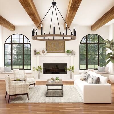 Acroma 12 Light 40 In Modern Farmhouse Wagon Wheel Chandelier-UL Certified