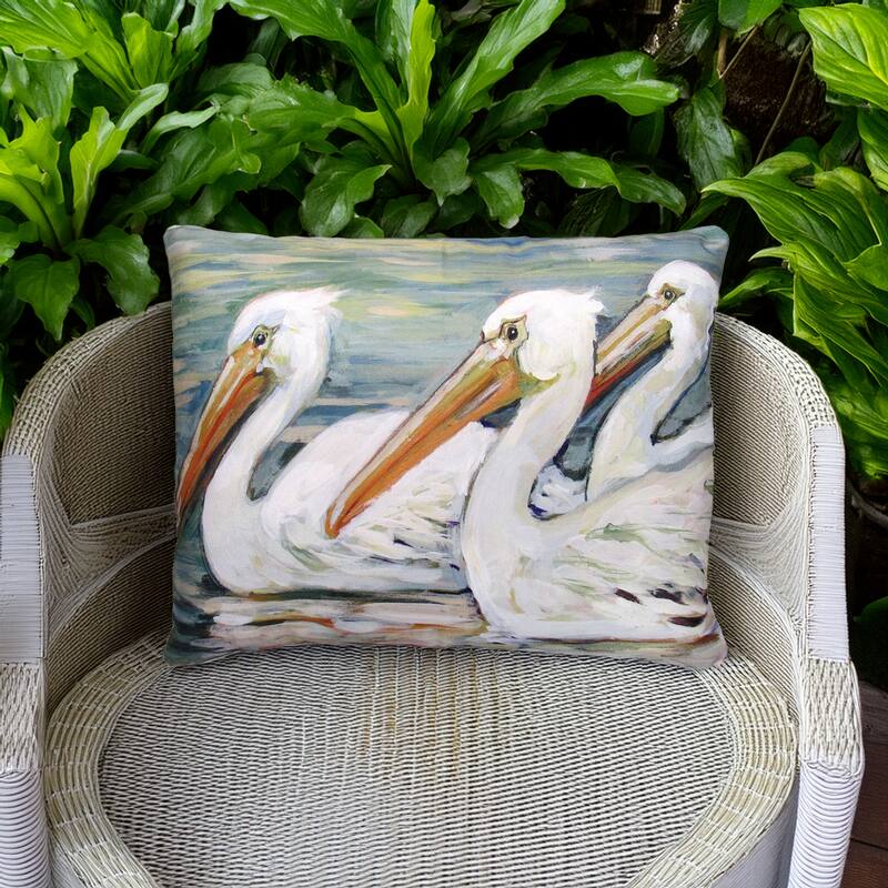 Magnolia Casual Outdoor Pillow 3 Pelicans Swimming 19x24