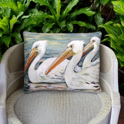 Magnolia Casual Outdoor Pillow 3 Pelicans Swimming 19x24
