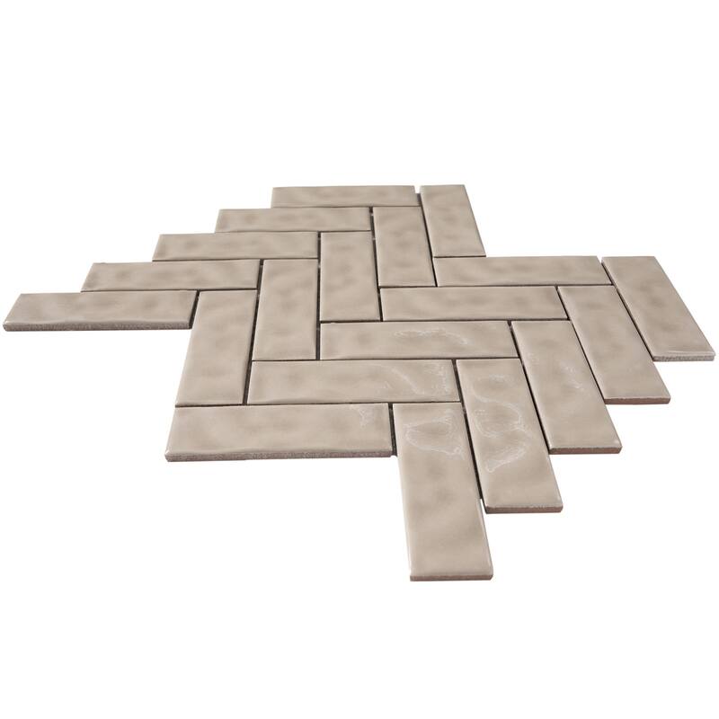 Forio 1.35" x 4.35" Herringbone Glossy Porcelain Mosaic Tile