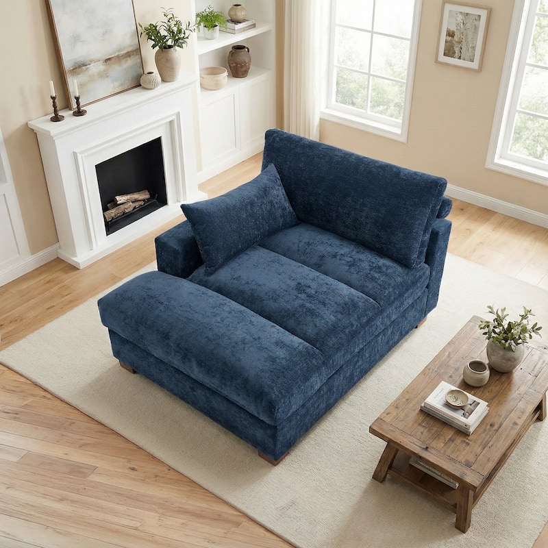 42"W Chenille Upholstered Chaise Lounge