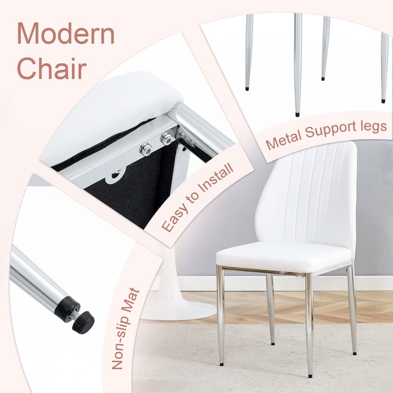 Set of 4 PU Comfort Dining Chairs