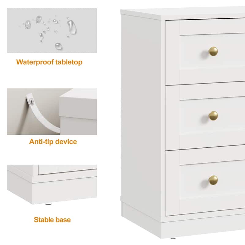 Set of 2 Modern Nightstands with 3 Drawers