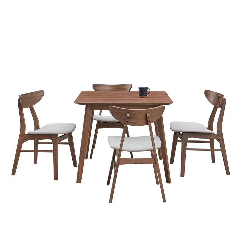 Modern Style 5-Piece Dining Set with Square Table and 4 Open Upholstered Dining Chairs