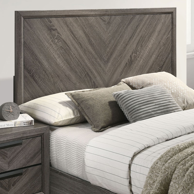 Ovex Contemporary Grey Solid Wood Panel Bed by Furniture of America