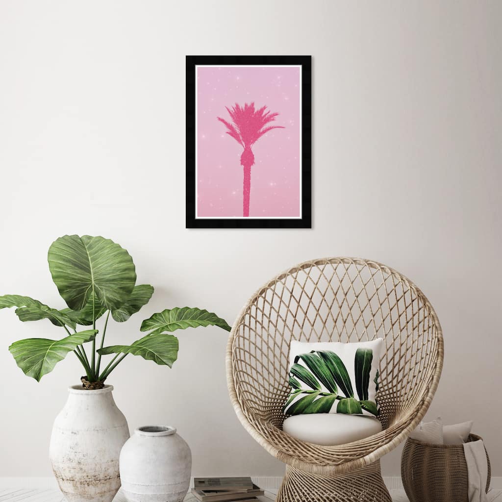 Wynwood Studio Prints Floral and Botanical Pink Palm Tree Pink and Dark Pink Glam Wall Art Canvas Print