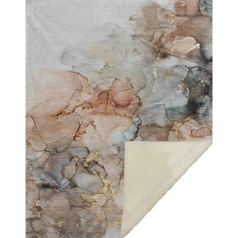 Premium Machine Washable Abstract Contemporary Sherpa Throw Blanket