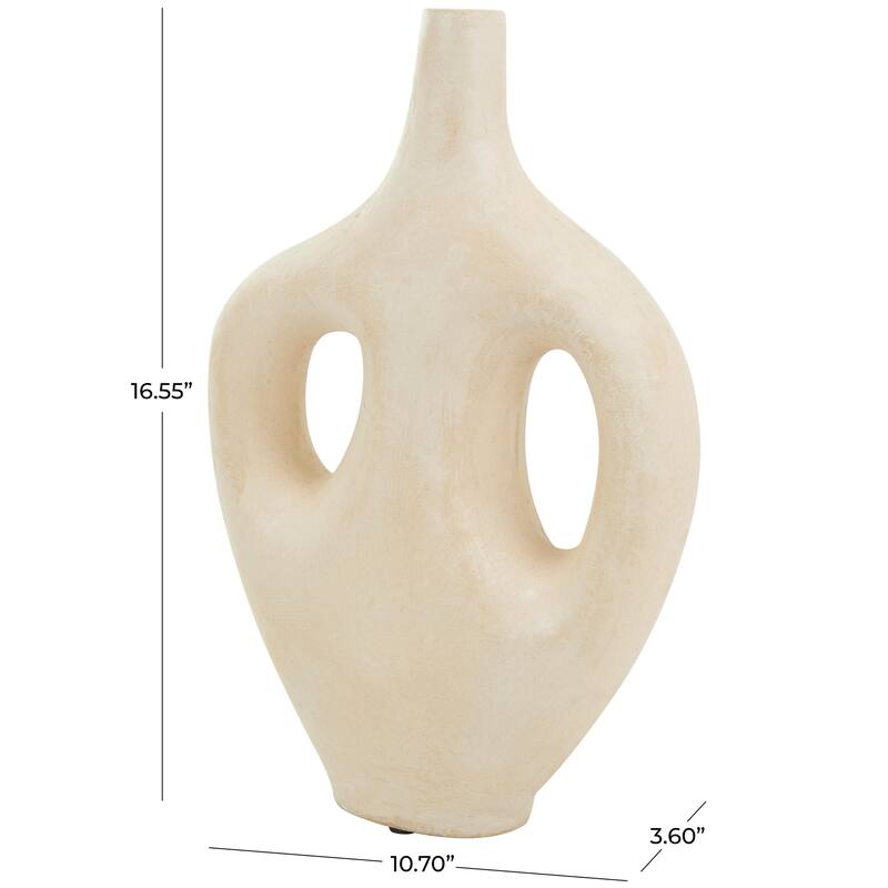 Paper Mache Abstract Double Handle Decorative Vase - Beige - Roche River Decor
