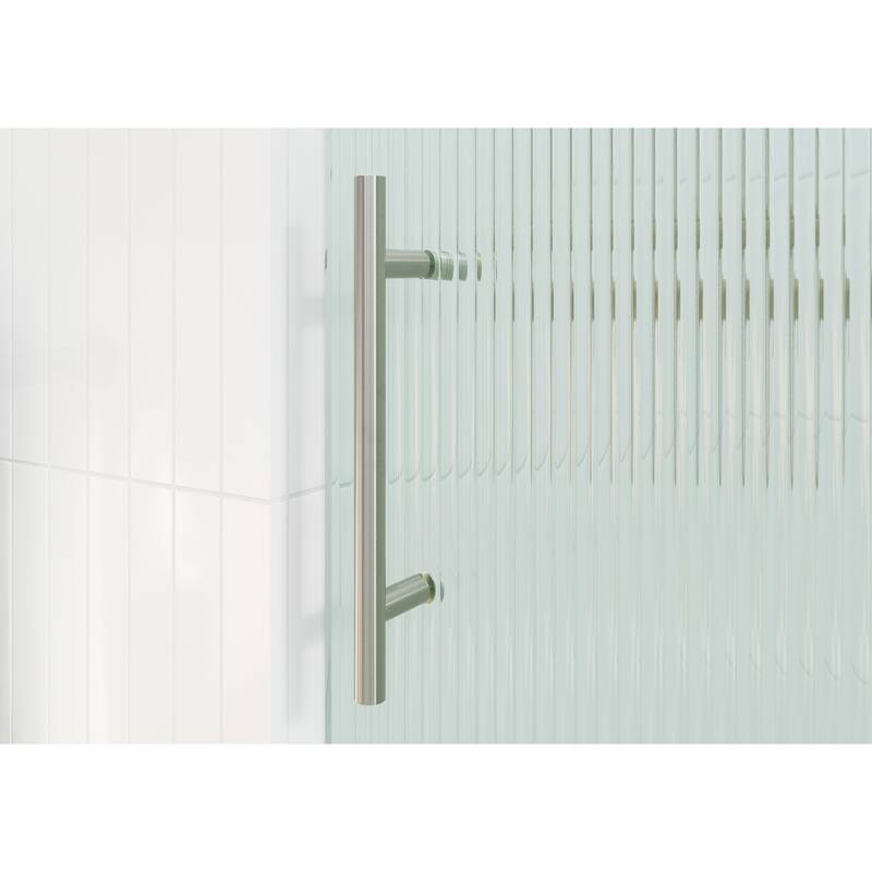 Galaxy 60 in. x 78 in. Fully Frameless Fluted Glass Sliding Shower Doors - Righthand