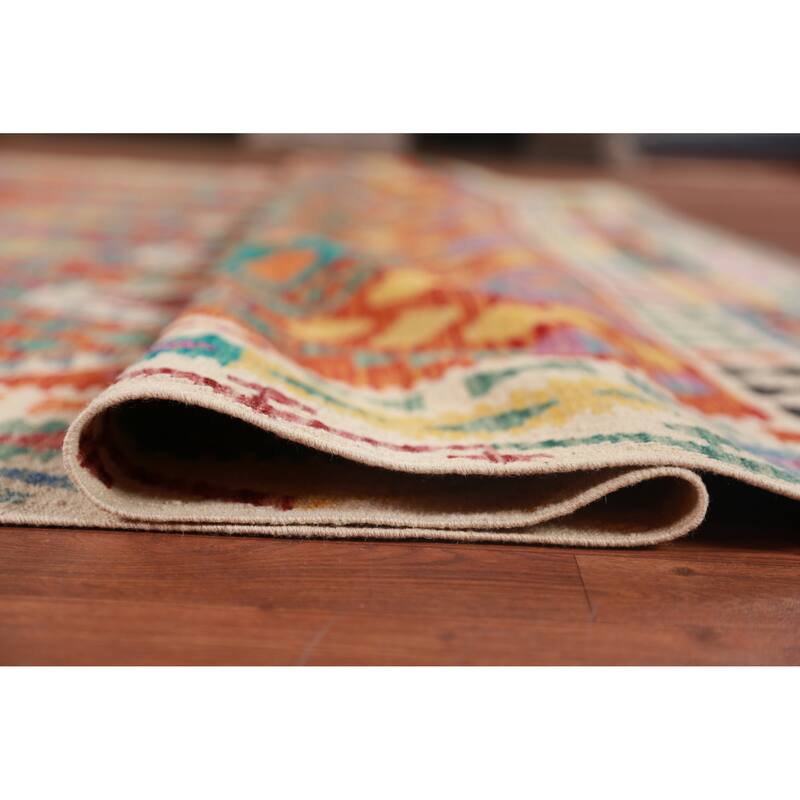Reversible Kilim Oriental Area Rug Hand-Woven Living Room Wool Carpet - 9'10"x 13'0"