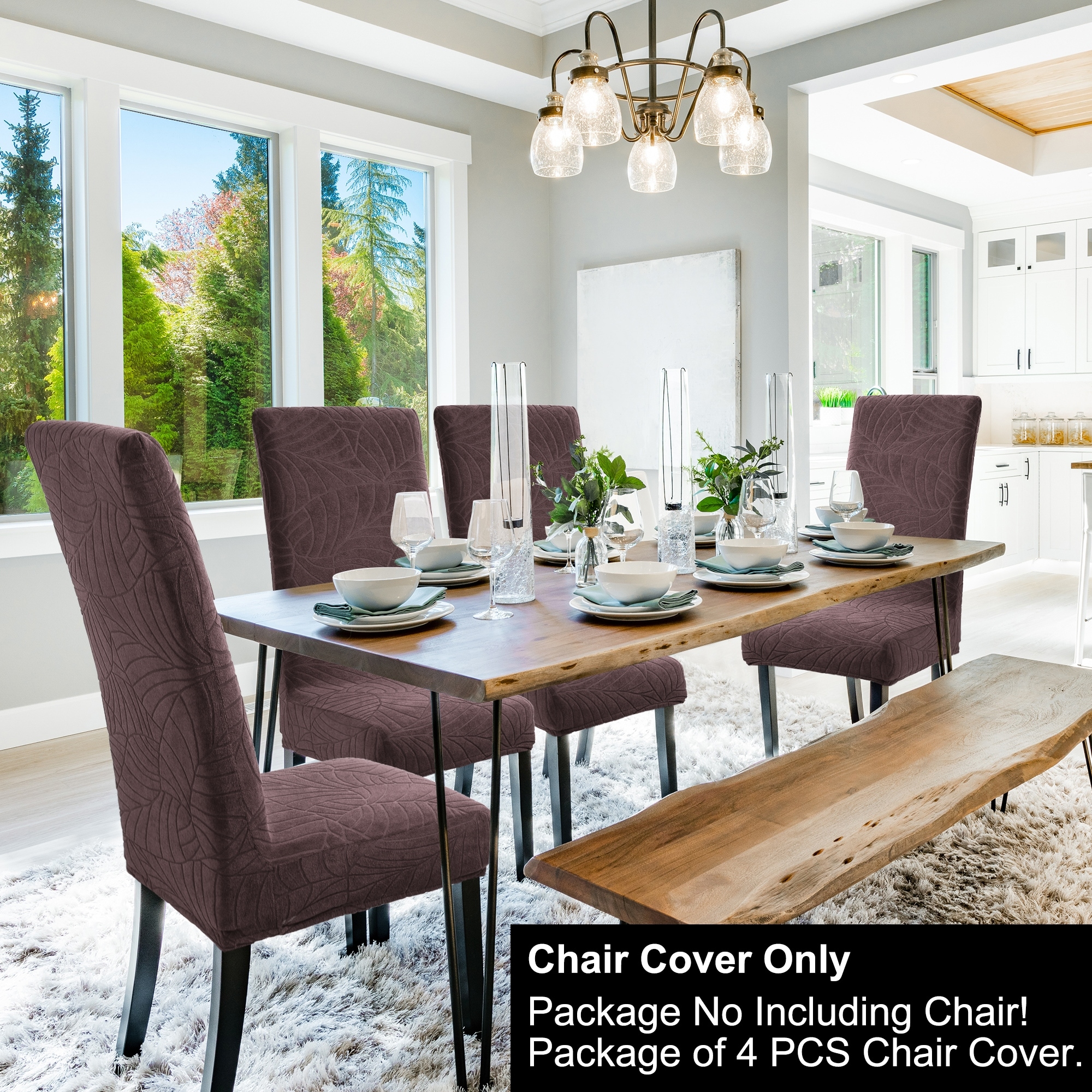 Jacquard Stretch Spandex Removable Dining Room Chair Covers