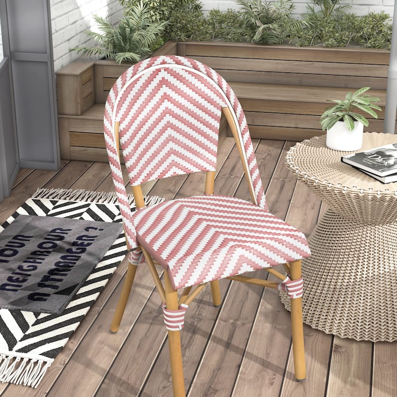 Irene French Chevron Wicker Patio Dining Chairs by Furniture of America