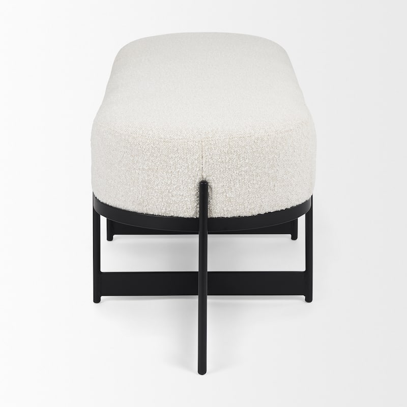 Amelia Cream Boucle With Black Metal Frame Accent Bench