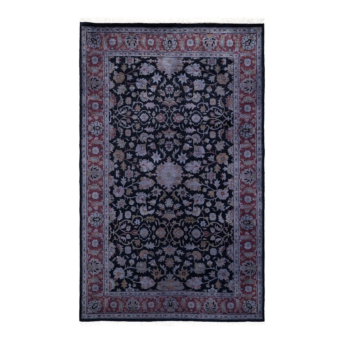 Overton Hand Knotted Wool Vintage Inspired Modern Contemporary Overdyed Black Area Rug - 4' 0" x 6' 5"