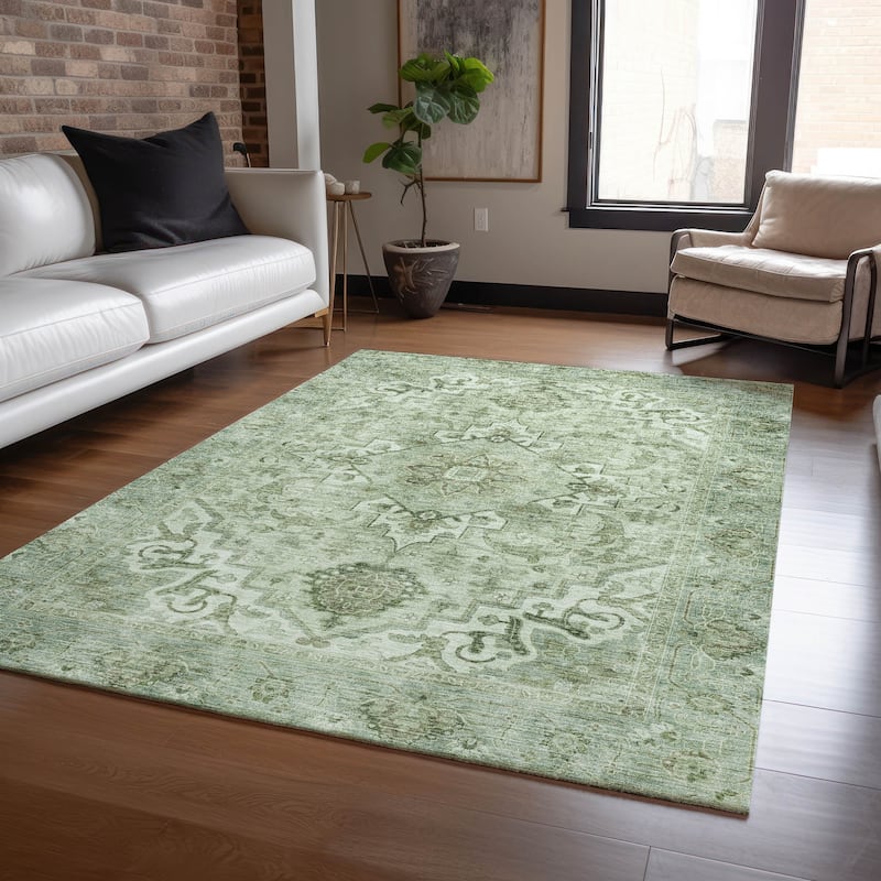 Machine Washable Indoor/Outdoor Traditional Vintage Chantille Rug