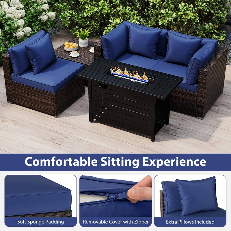 Costway 5 PCS Patio Furniture Set Heavy-duty Frame Rattan Sofa Set - See Details