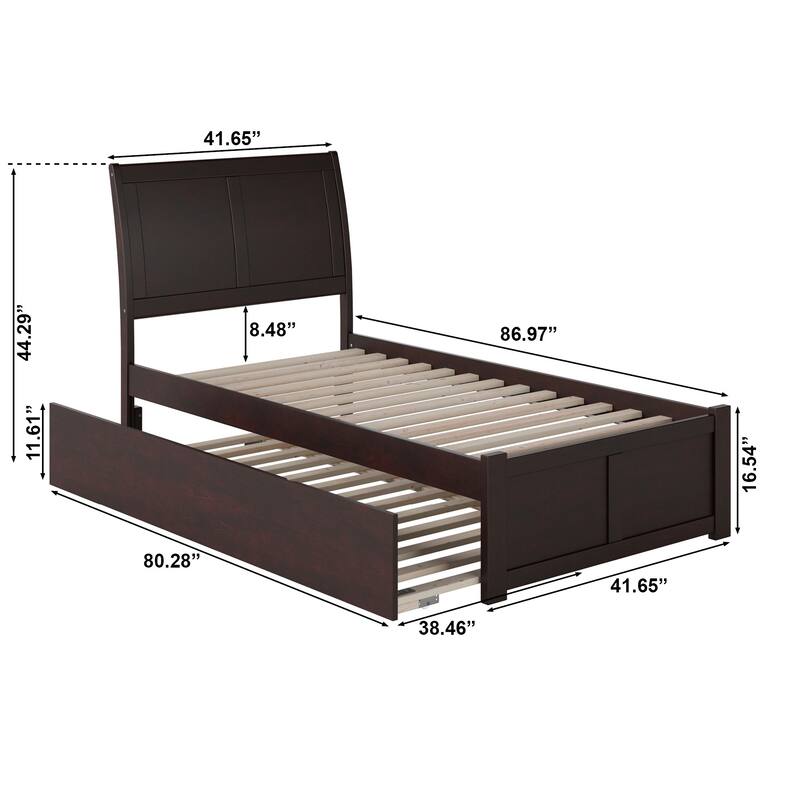 Portland Platform Bed with Footboard and Twin XL Trundle