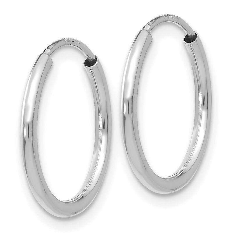 Curata 14k White Gold Polished Endless Hoop Earrings - 16x16mm