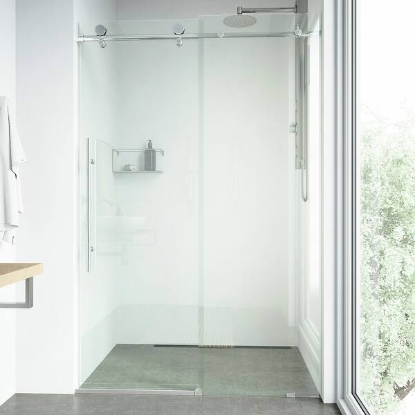 Shop Vigo Elan E Class 56 In X 76 In Frameless Sliding Shower Door In Chrome With Clear Glass Overstock 31769470