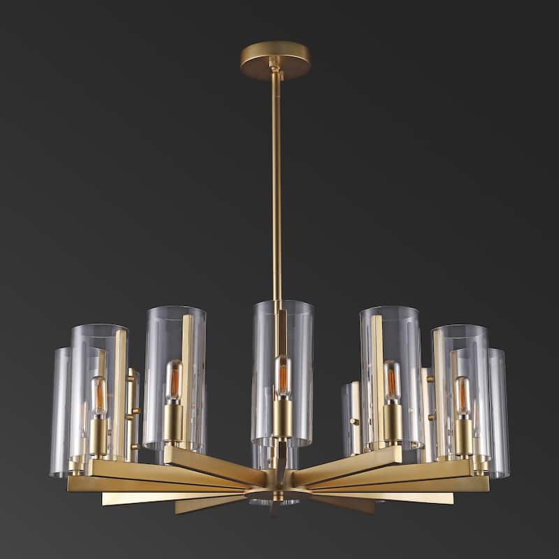 SAFAVIEH Couture Benicio Gold Chandelier - 28.5 IN W x 28.5 IN D x 17 / 47 IN H
