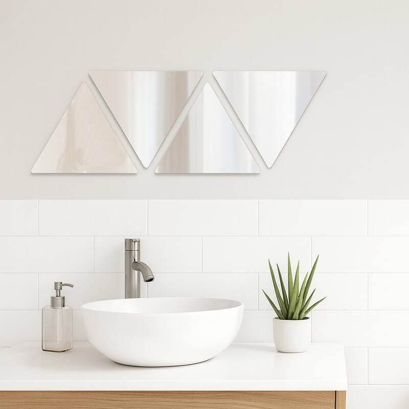 Small Decorative Wall Self Adhesive Shaped Mirrors - Set of 4 - Triangle