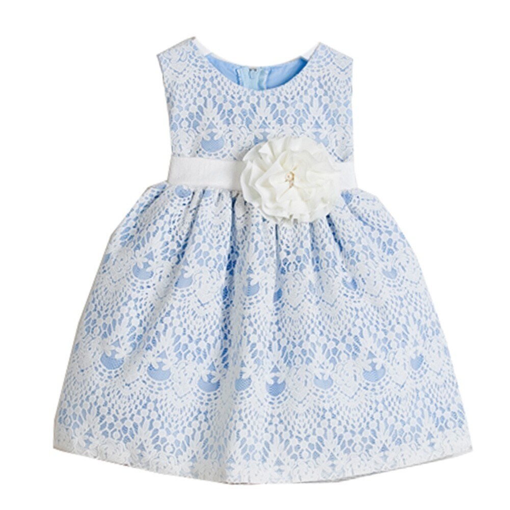 Sweet Kids Baby Girls Light Blue Vintage Lace Overlay Flower Girl Dress 6 24m Overstock 21158175