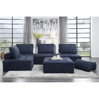 Ulrica Blue Fabric Living Room Set