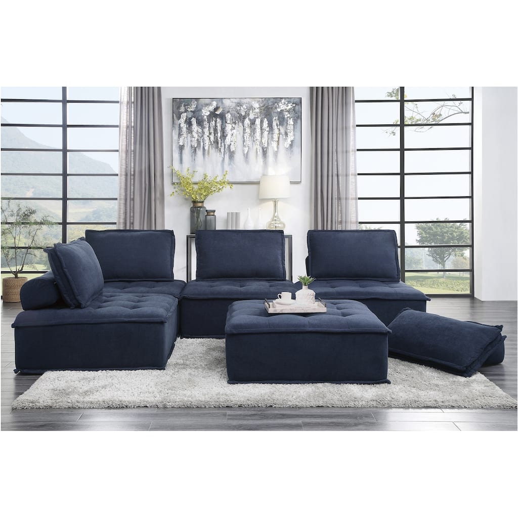 Ulrica Blue Fabric Living Room Set
