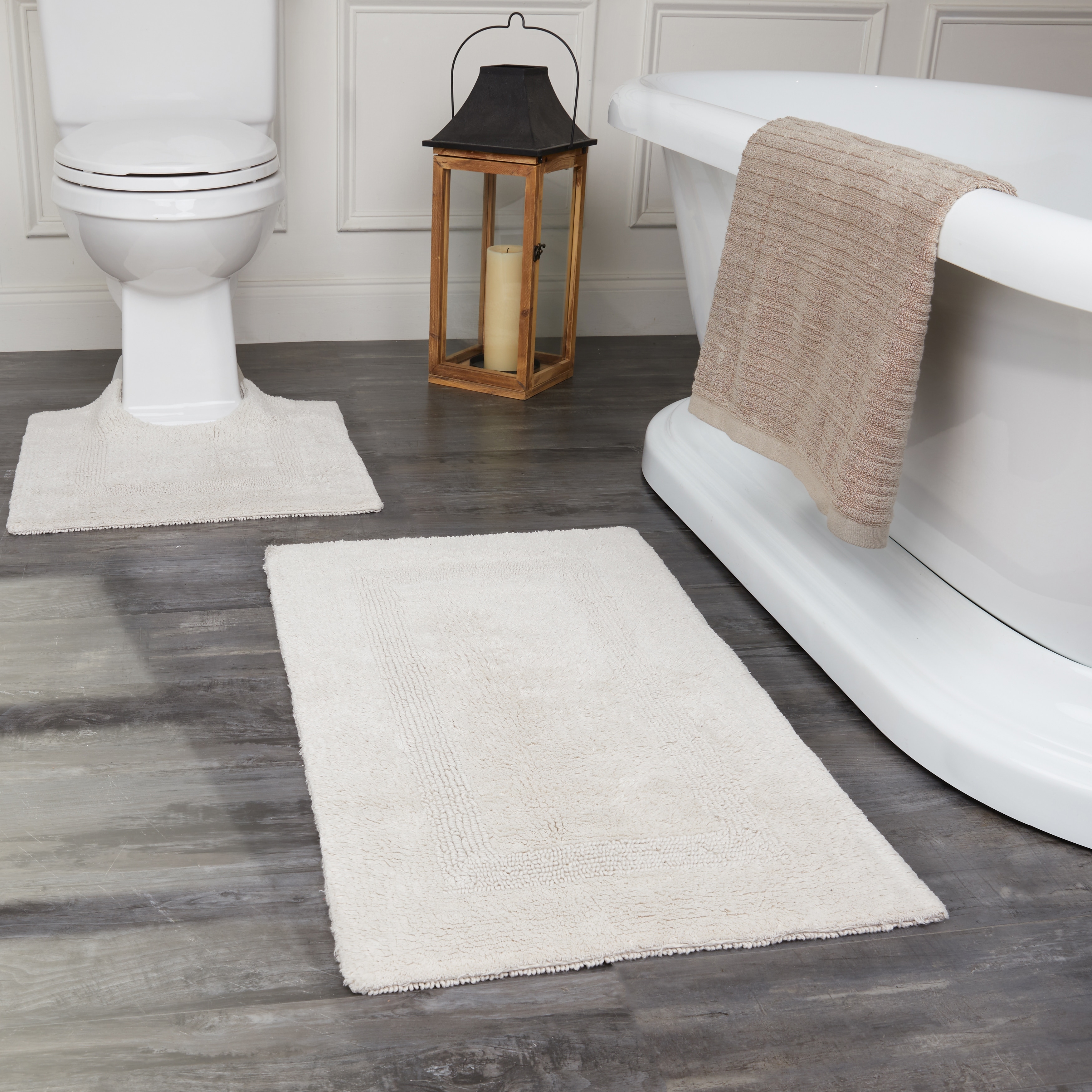 Fabstyles Reversible Cotton Bath Rug Set - Soft Absorbent 2-Piece-image