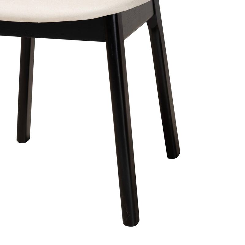 Darrion Mid-Century Modern Fabric and Finished Wood 2-Piece Dining Chair Set