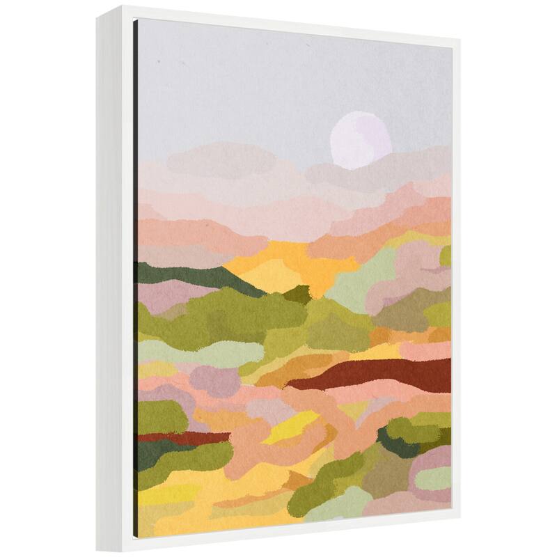 Kate and Laurel Sylvie Beautiful Landscape Framed Canvas by July Art Prints - 18x24 - White