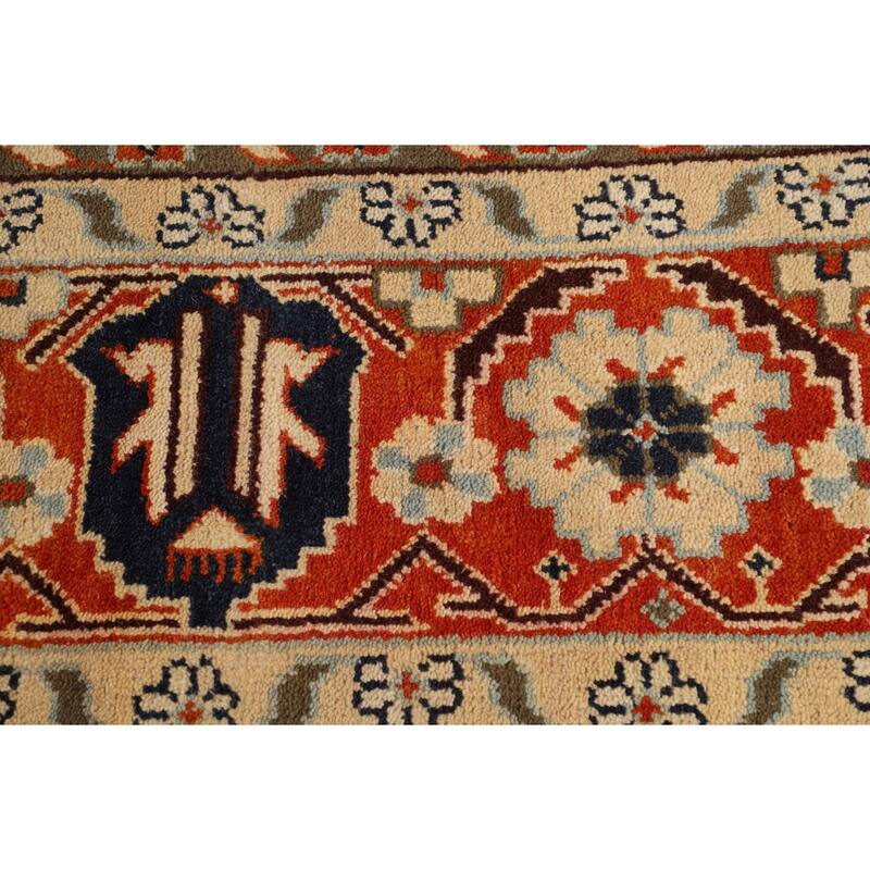 Light Blue Orange Viss Oriental Large Rug Hand-Knotted Wool Carpet - 11'9" X 17'9"