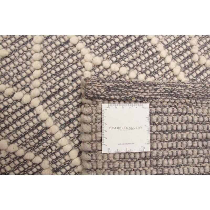 ECARPETGALLERY Braid weave Sienna Grey Wool Rug - 4'10 x 7'5